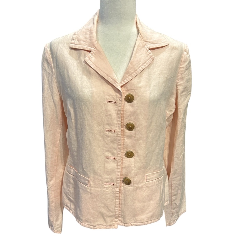 Talbots Soft Blush Irish-Linen Button-Front Blazer